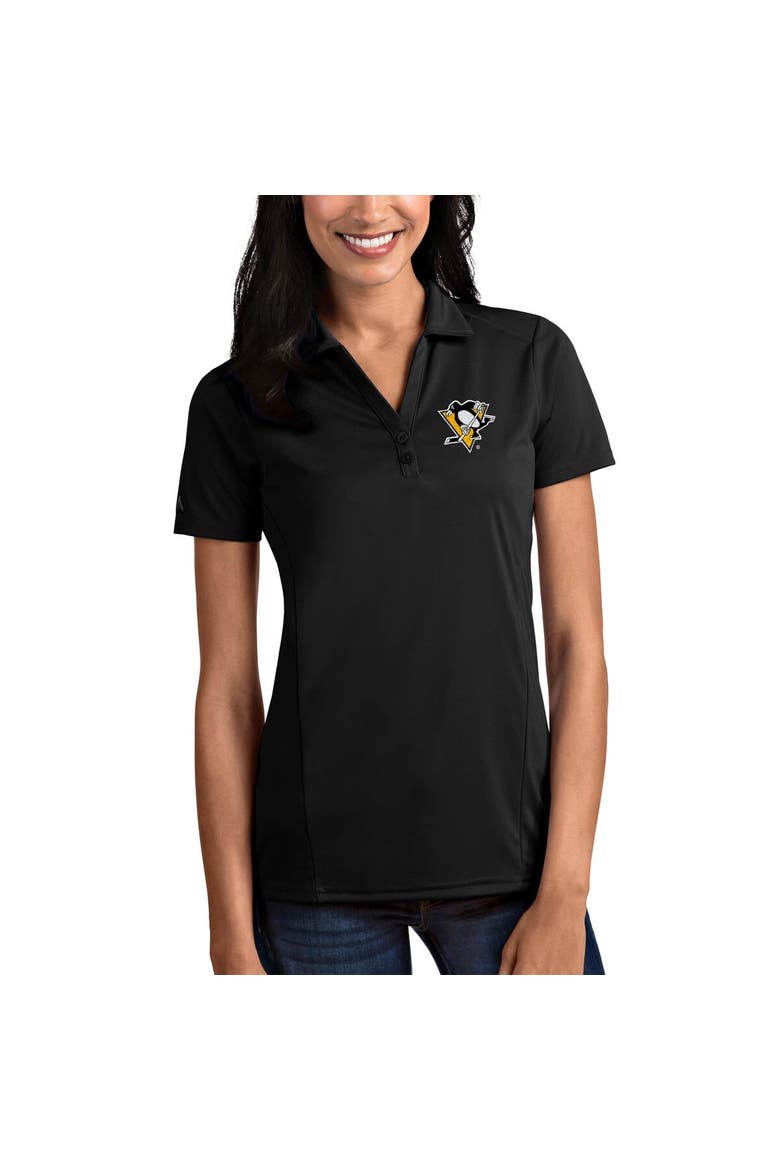 Women's Antigua Black Pittsburgh Penguins Tribute Polo, Main, color, Black