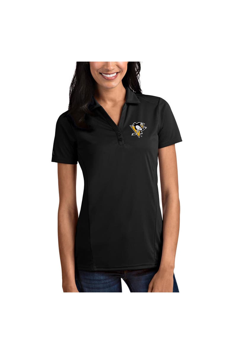 ANTIGUA Women's Antigua Black Pittsburgh Penguins Tribute Polo, Main, color, Black