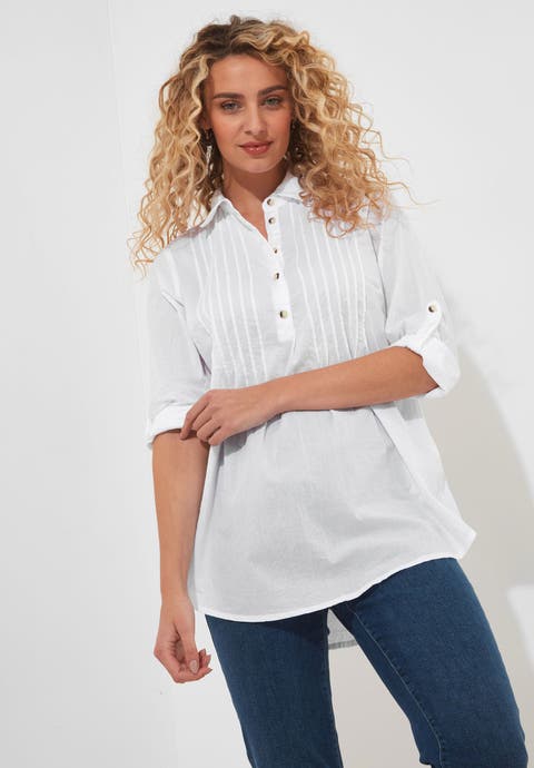 Cotton Pintuck Tunic (Plus)