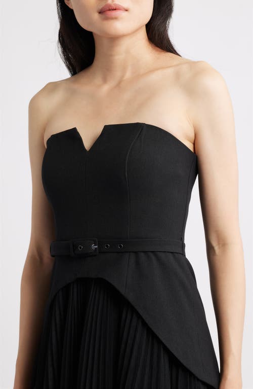 Hutch Lilibet Strapless Mixed Media Gown In Black
