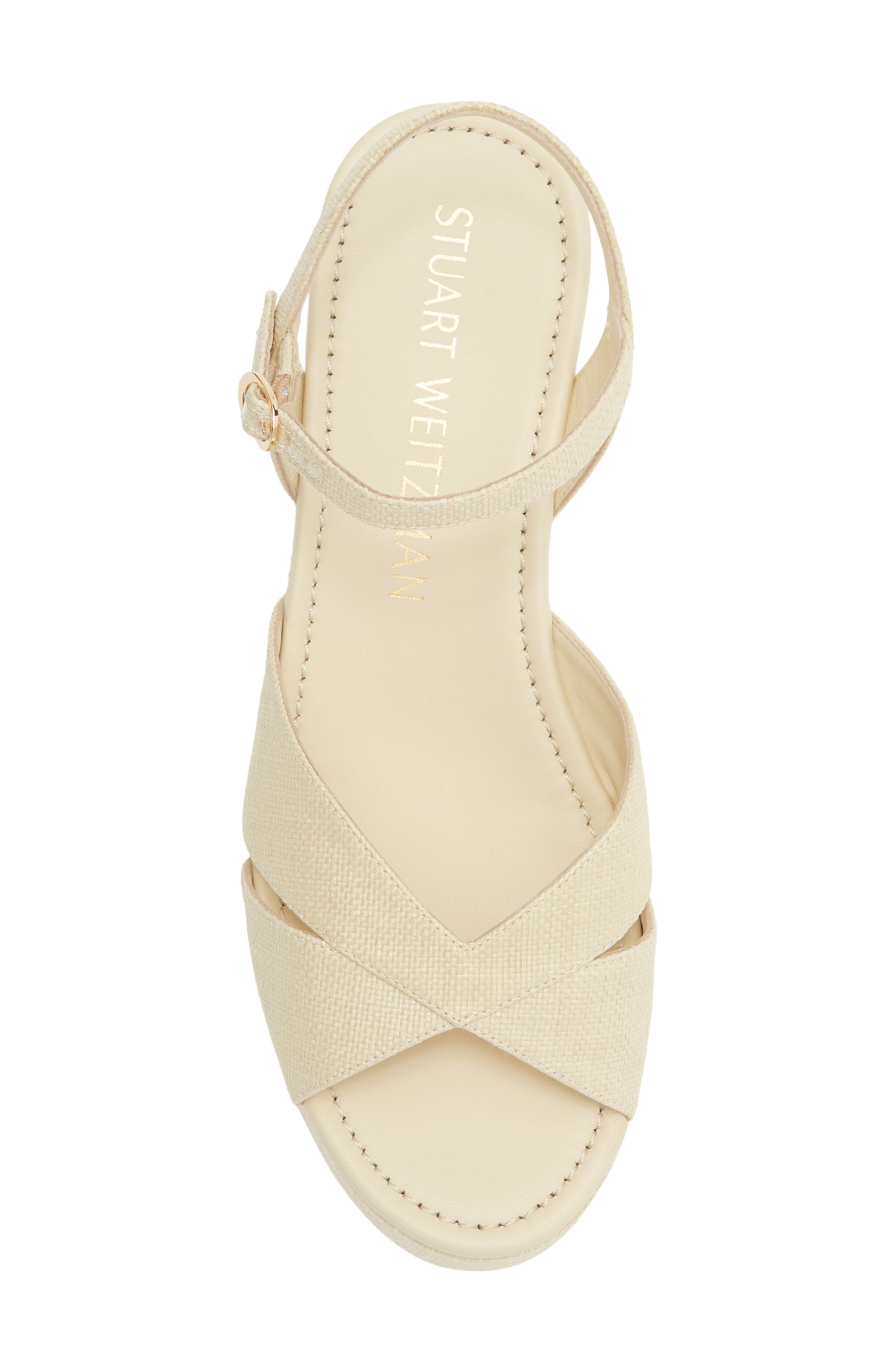 Stuart Weitzman Carmen Midi Wedge Sandal, Alternate, color, Natural.