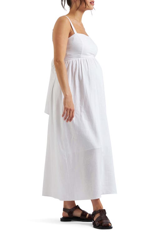 RIPE MATERNITY RIPE MATERNITY SIMONE TIE BACK LINEN BLEND DRESS 