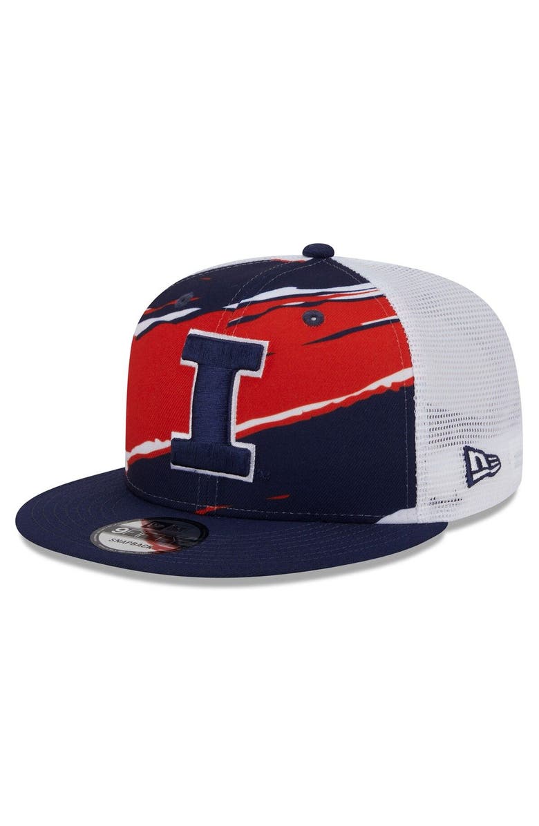 New Era Men's New Era Navy Illinois Fighting Illini Tear Trucker 9FIFTY Snapback Hat, Main, color, 
