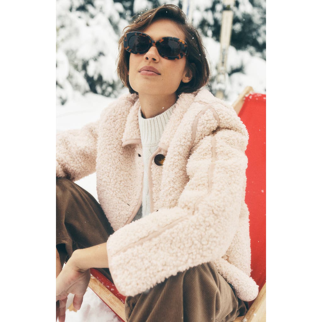 Boden High Pile Fleece Coat In Neutral