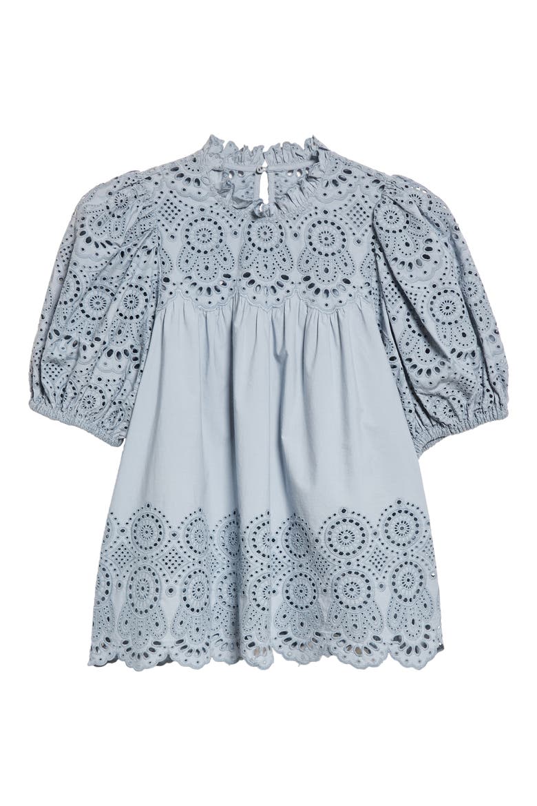 Mischa Cotton Eyelet Detail Top, Alternate, color, CELESTINE