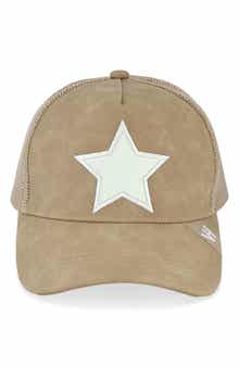 Embroidered Star Patch Mesh Panel Trucker Hat