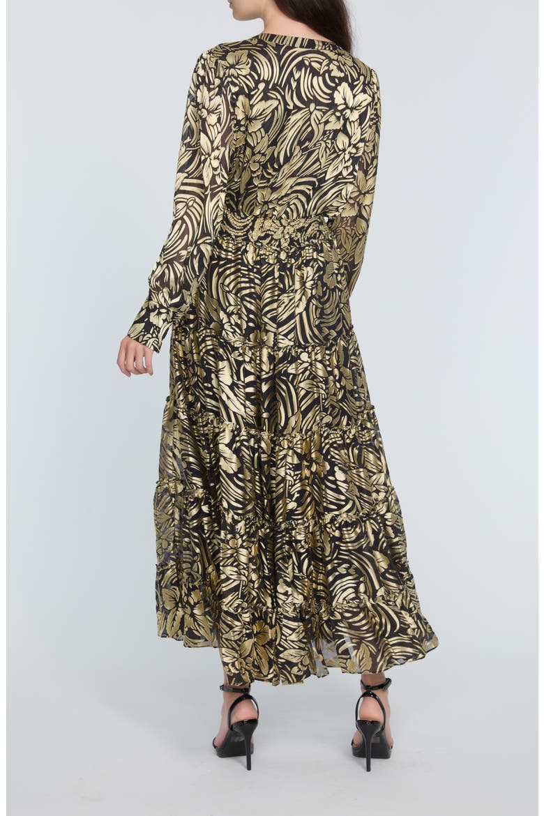 The Francesca Burnout Long Sleeve Maxi Dress, Alternate, color, MYSTIC GOLD FLORAL BURNOUT