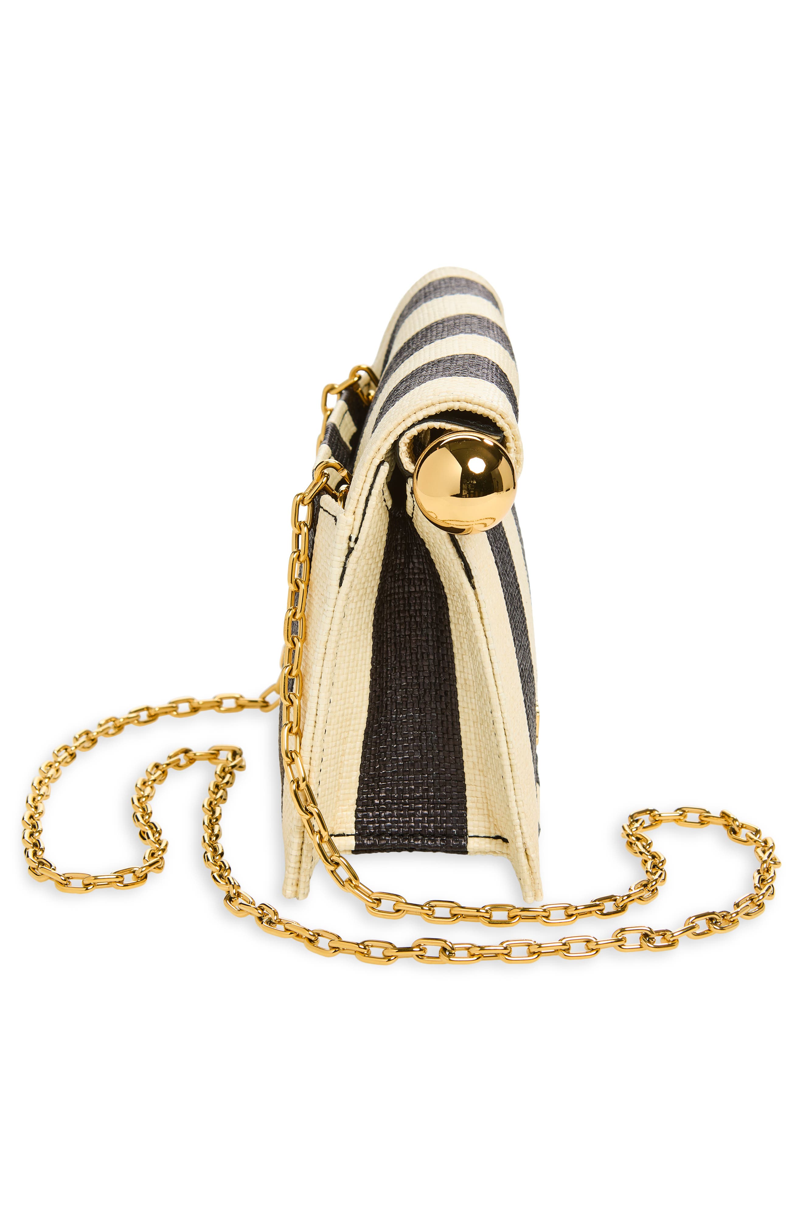 Jacquemus La Petite Pochette Rond Carré Nylon Clutch, Alternate, color, Natural / Black 1Fy