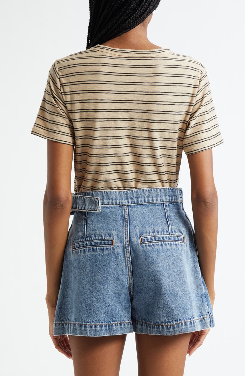 Veronica Beard Carla Crewneck Cotton T-Shirt, Alternate, color, Stone Khaki Black