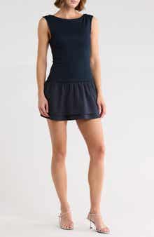 Madden Girl Tie Back Drop Waist Double Layer Dress