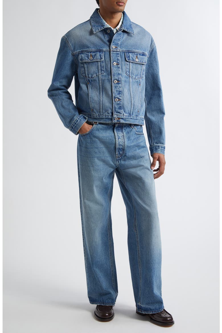 Le De-Nîmes Large Straight Leg Jeans, Alternate, color, BLUE/ TABAC