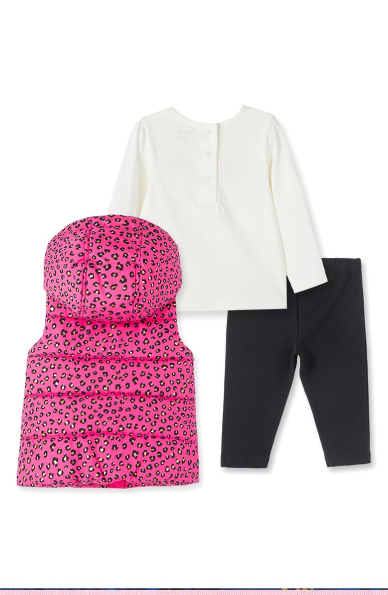 Little Me Hooded Vest, Graphic Tee & Leggings Set, Alternate, color,