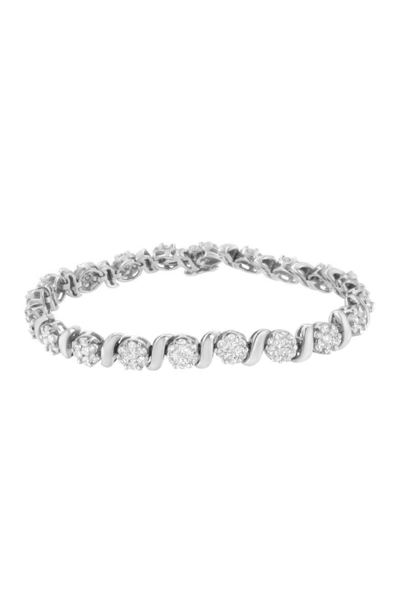 Haus of Brilliance 14K White Gold 5 1/4 cttw Diamond Floral Cluster Tennis Bracelet, Alternate, color, White