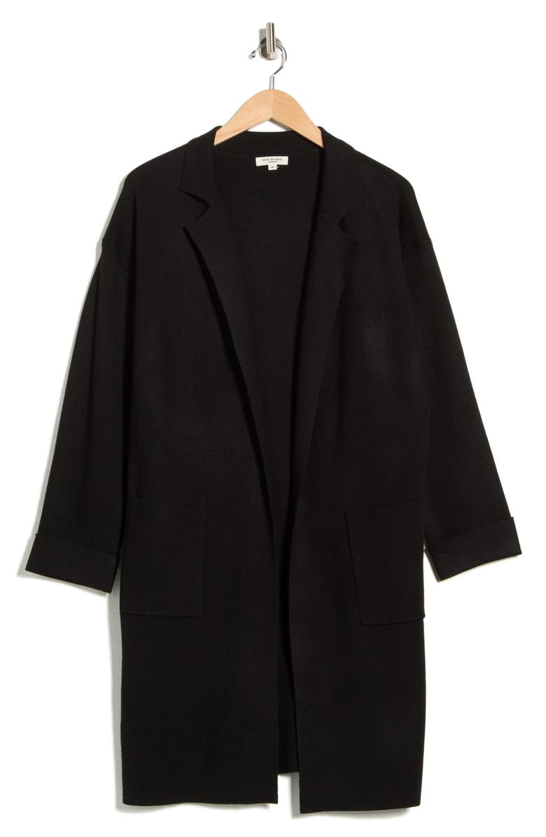 MAX STUDIO Patch Pocket Long Cardigan, Alternate, color, Black