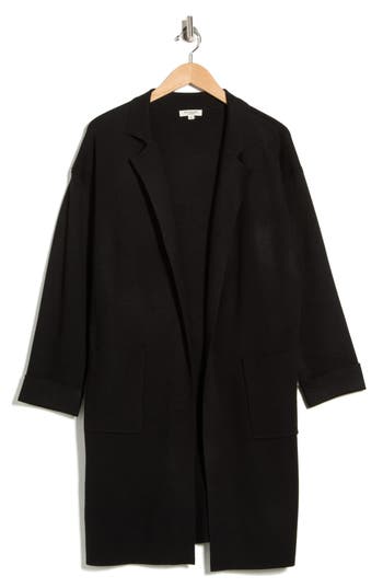 Max Studio Patch Pocket Long Cardigan In Black
