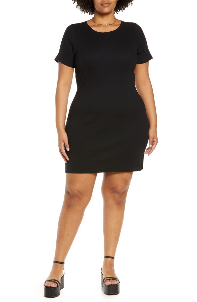 Open Edit Ribbed Cotton Blend Body-Con Dress, Main, color,