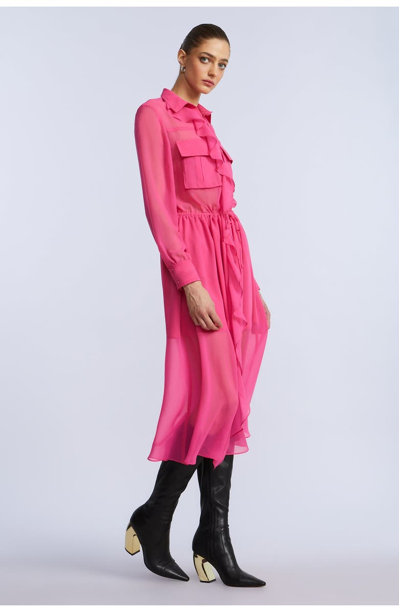 BCBGMAXAZRIA Solid Ruffle Dress, Alternate, color, Fuchsia Purple