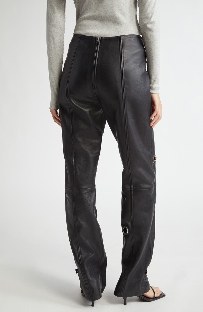 Saks Potts Bonnie Grommet Straight Leg Lambskin Leather Pants, Alternate, color, 