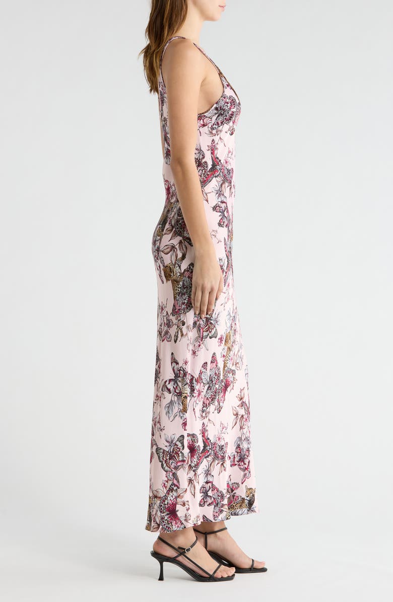 L'AGENCE Akiya Butterfly Jungle Print Satin Slipdress, Alternate, color, Nectar Pink Multi Butterfly
