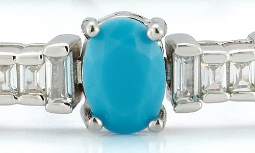 Chloe & Madison Chloe And Madison Cubic Zirconia & Synthetic Turquoise Tennis Bracelet In Silver