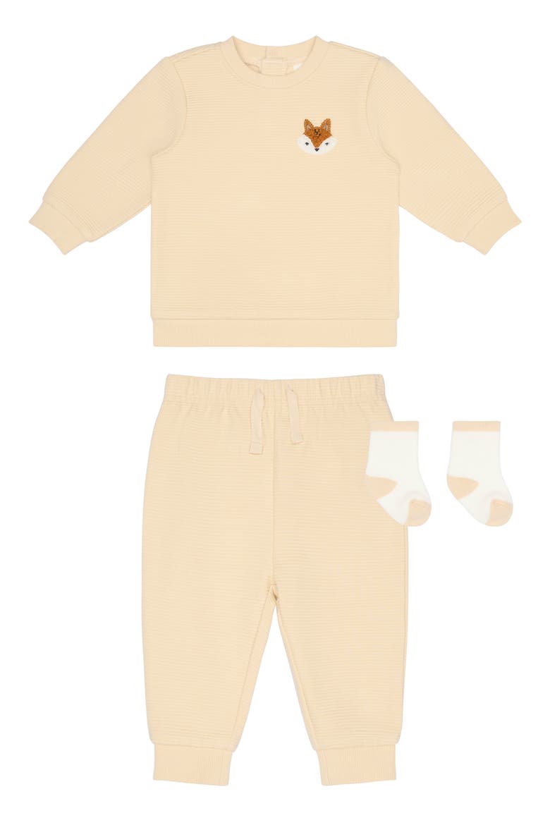 Kids' Fox Appliqué 3-Piece Sweatshirt, Joggers & Socks Set, Main, color, FOX