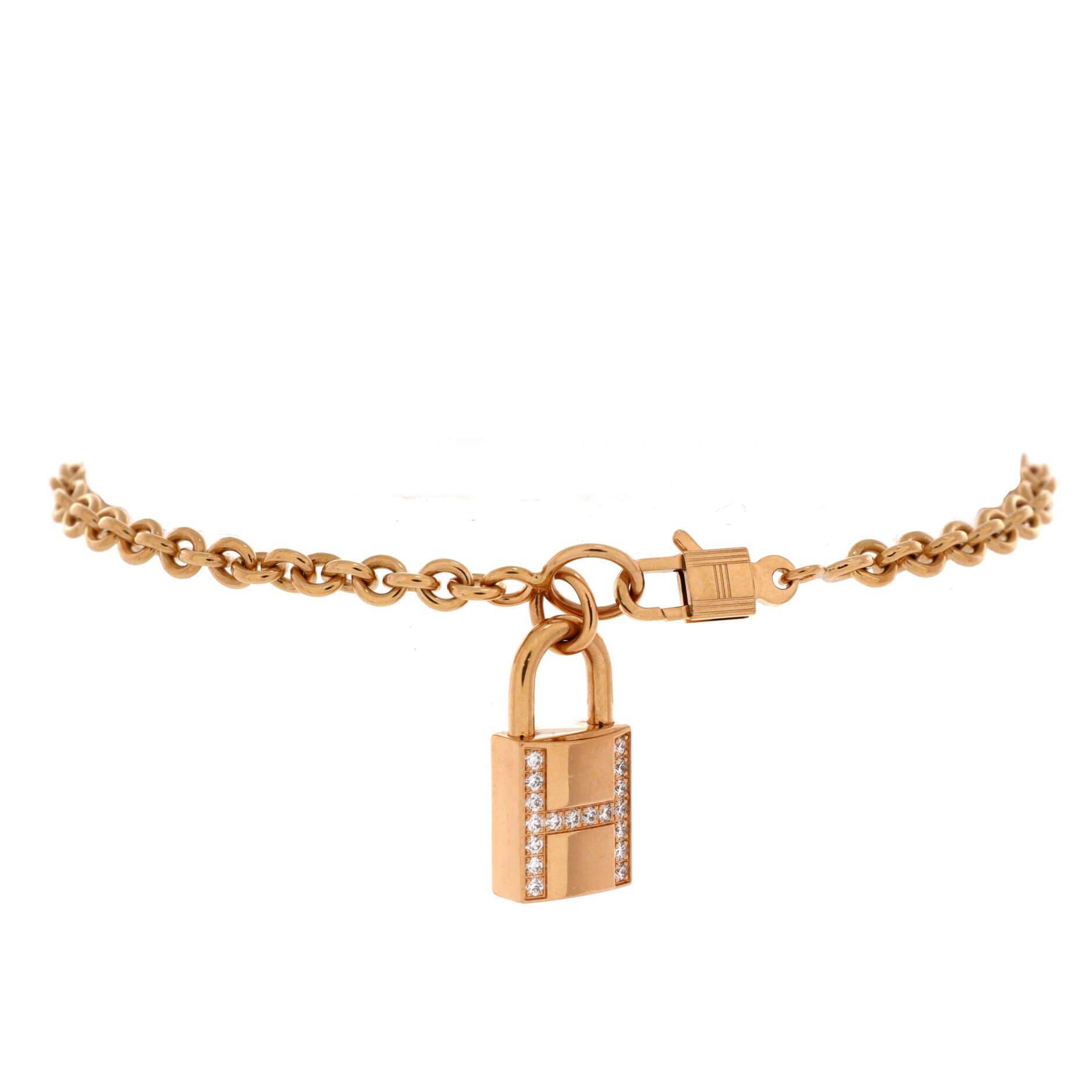 Amulettes Cadenas Pendant Bracelet 18K Rose Gold with Diamonds, Main, color, Metallic Gold
