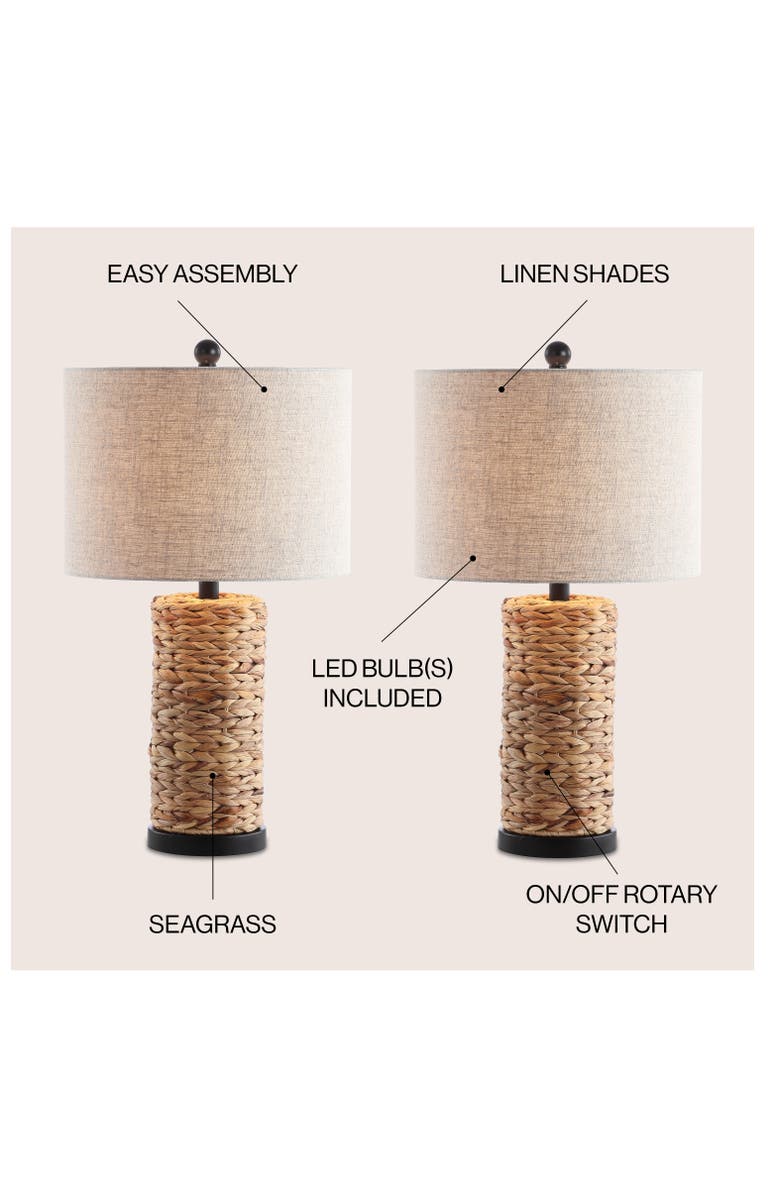 JONATHAN Y Elicia 25" Coastal Water Hyacinth LED Table Lamp, Alternate, color, Natural