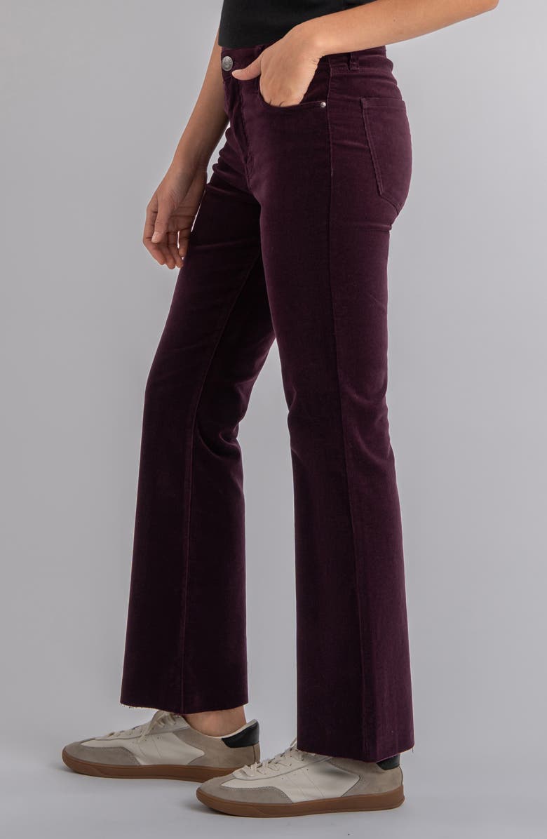 KUT from the Kloth Kelsey Fab Ab High Waist Raw Hem Ankle Kick Flare Corduroy Pants, Alternate, color, Eggplant