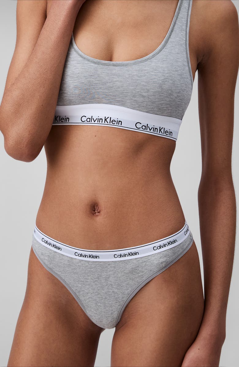 Calvin Klein 3-Pack Cotton Thongs, Alternate, color, Coral Grey Green