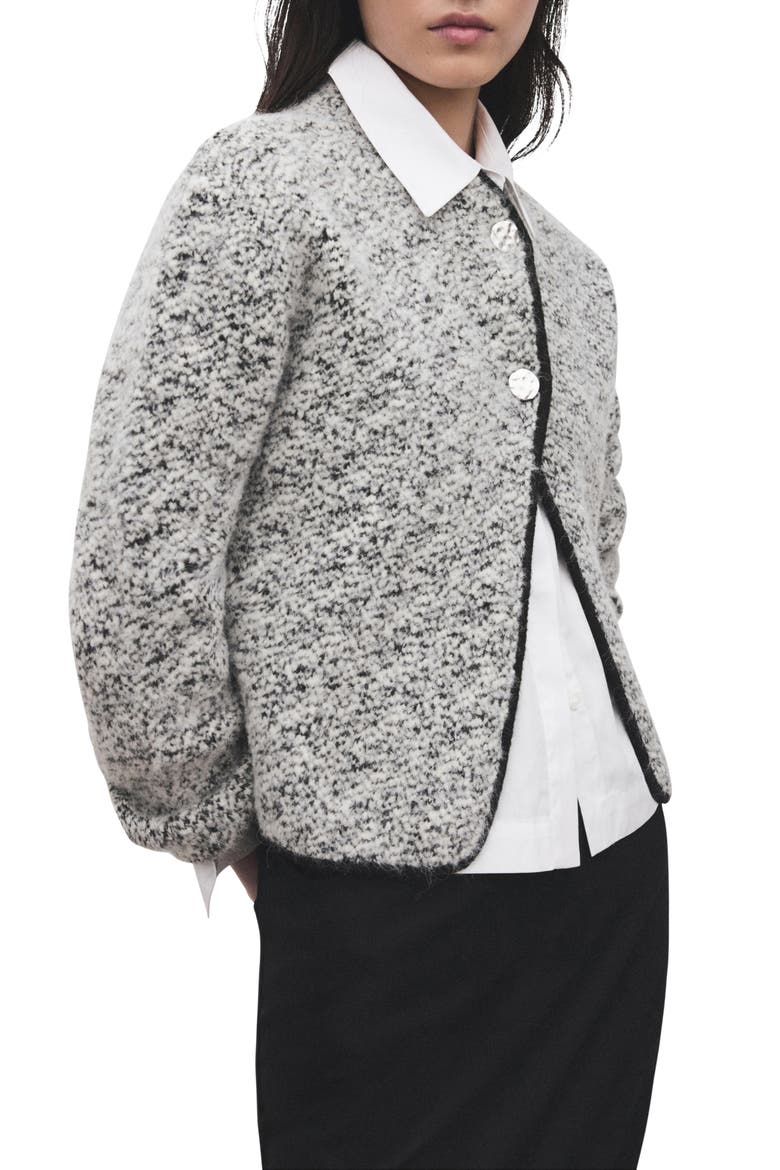 Flecked Two Button Jacket, Main, color, BLACK GREY