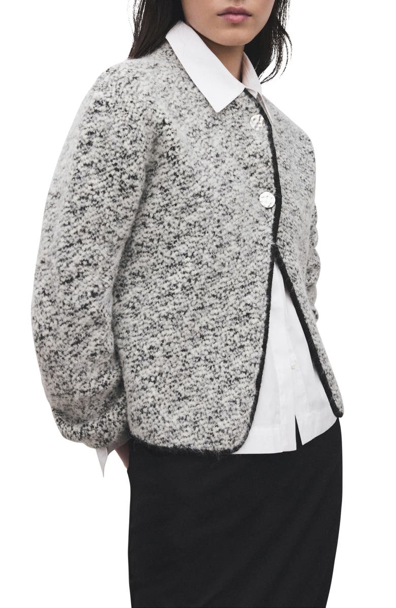 MANGO Flecked Two Button Jacket, Main, color, Black Grey