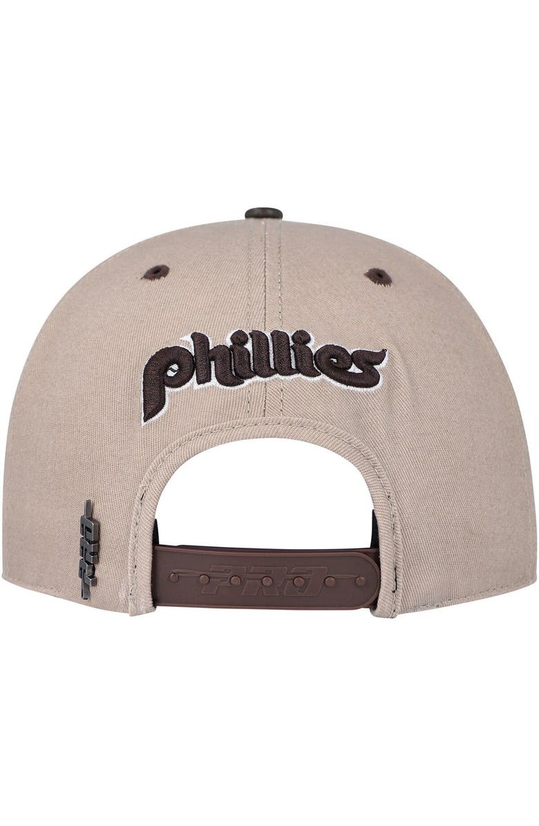 PRO STANDARD Men's Pro Standard White/Brown Philadelphia Phillies Chocolate Ice Cream Drip Snapback Hat, Alternate, color, 