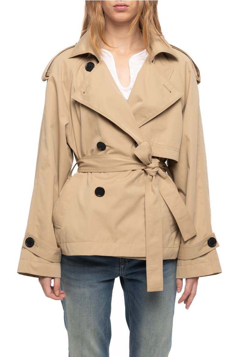 Kivana Cotton Trench Coat, Main, color, LATTE