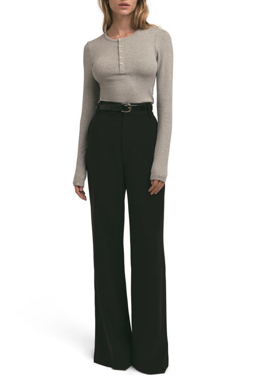 Favorite Daughter The Long Sleeve Rib Henley In Heather Grey