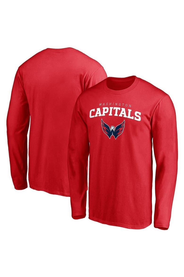 Men's Fanatics Branded Red Washington Capitals Team Logo Lockup Long Sleeve T-Shirt, Main, color, Red