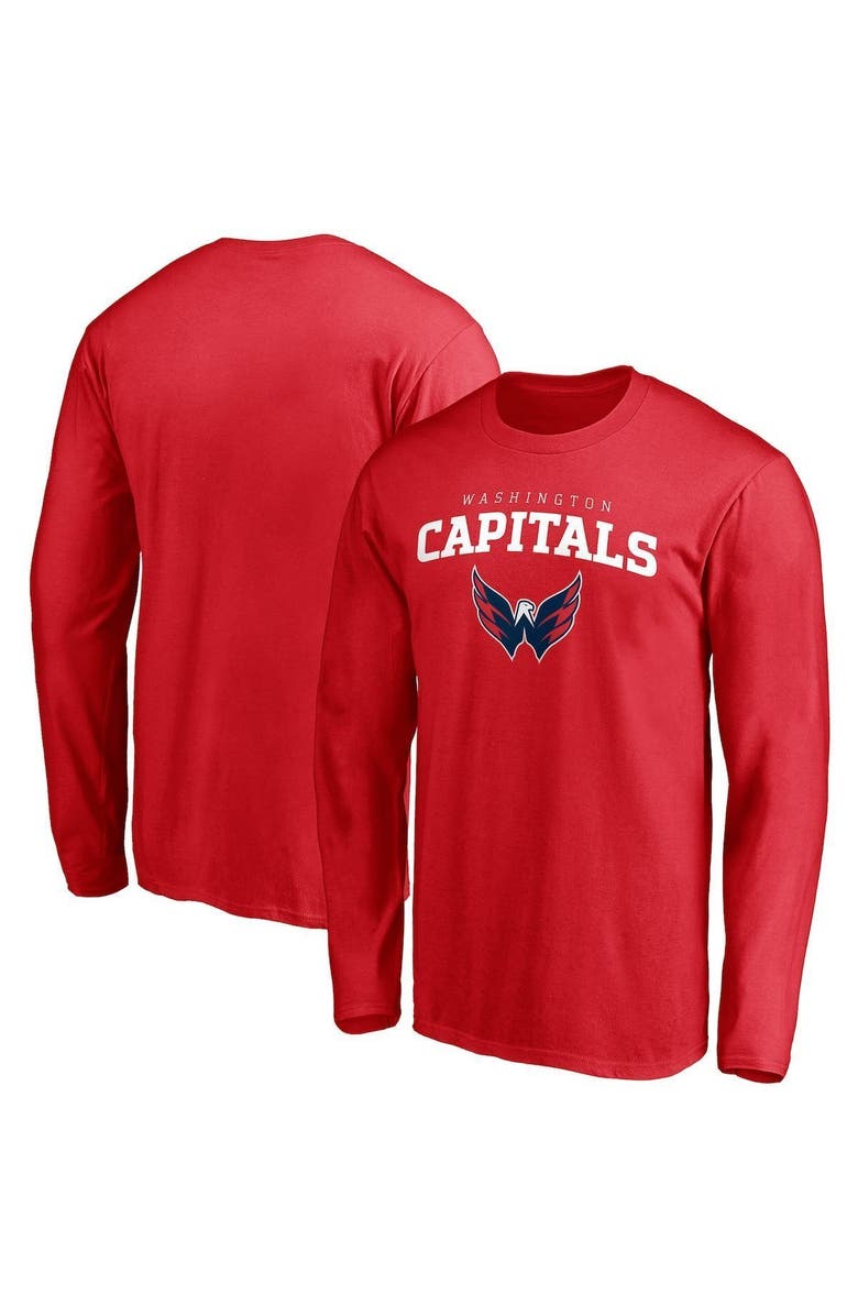 FANATICS Men's Fanatics Branded Red Washington Capitals Team Logo Lockup Long Sleeve T-Shirt, Main, color, 