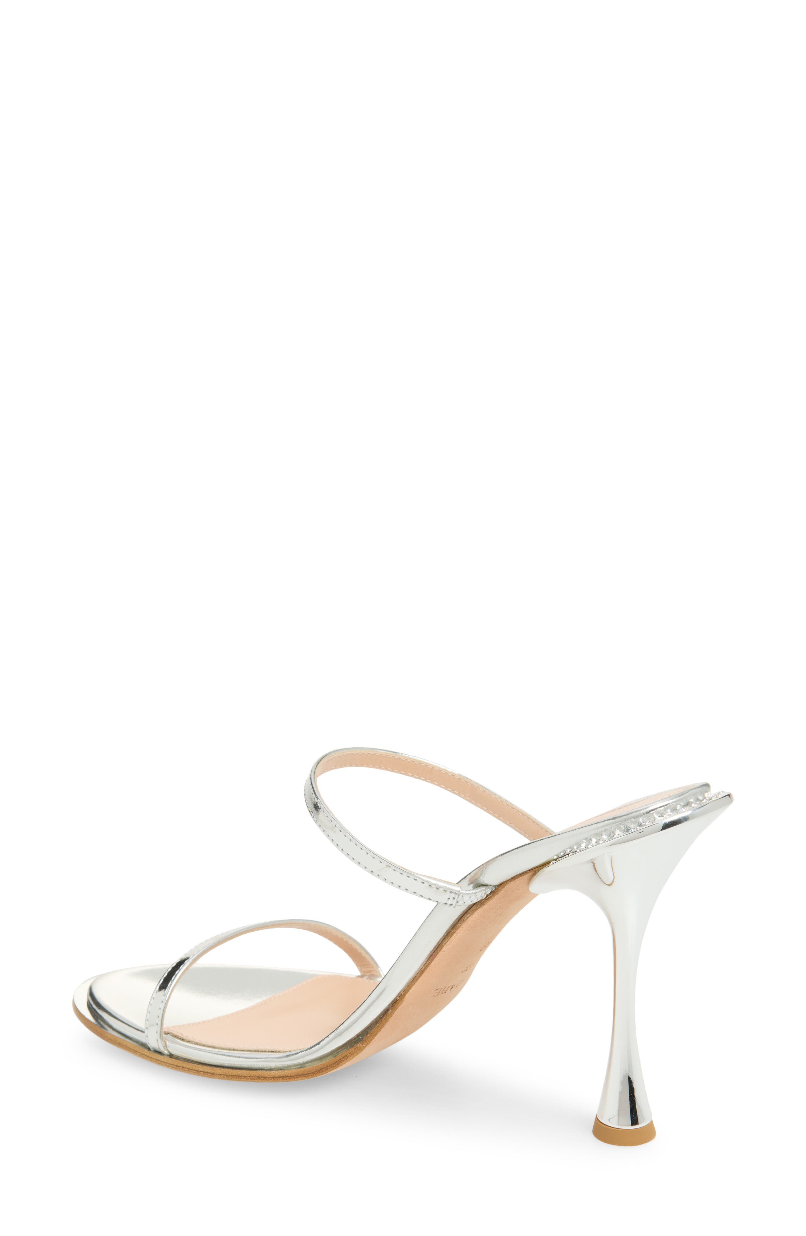 BETZÁBE Anita Crystal Embellished Metallic Sandal, Alternate, color, Metallic Silver
