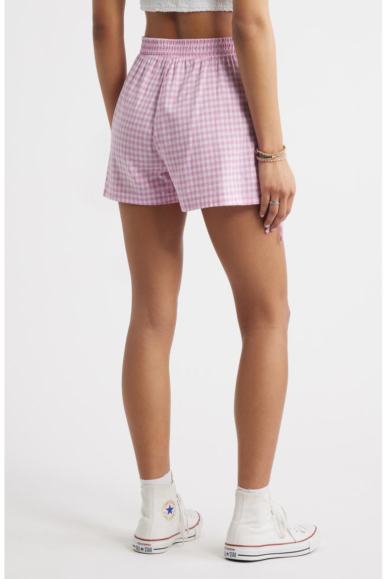 Woven Gingham Shorts, Alternate, color, PINK GINGHAM