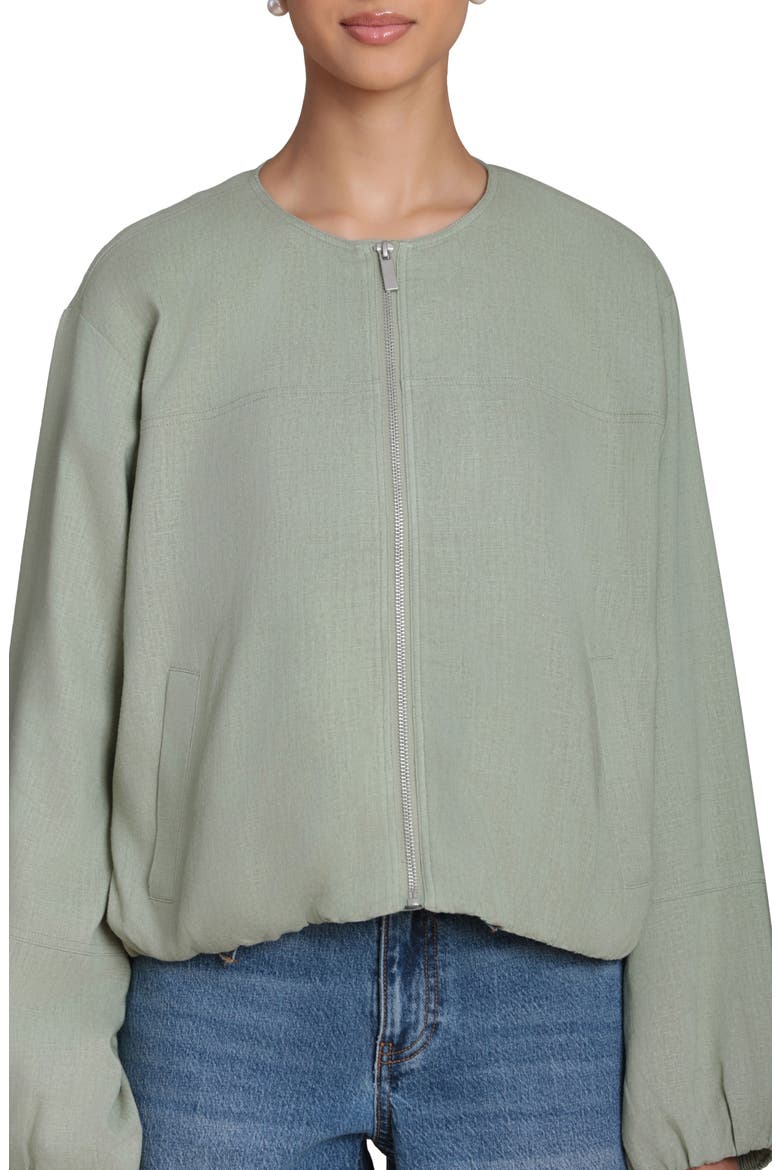 Bubble Sleeve Full Zip Jacket, Alternate, color, SOFT SAGE