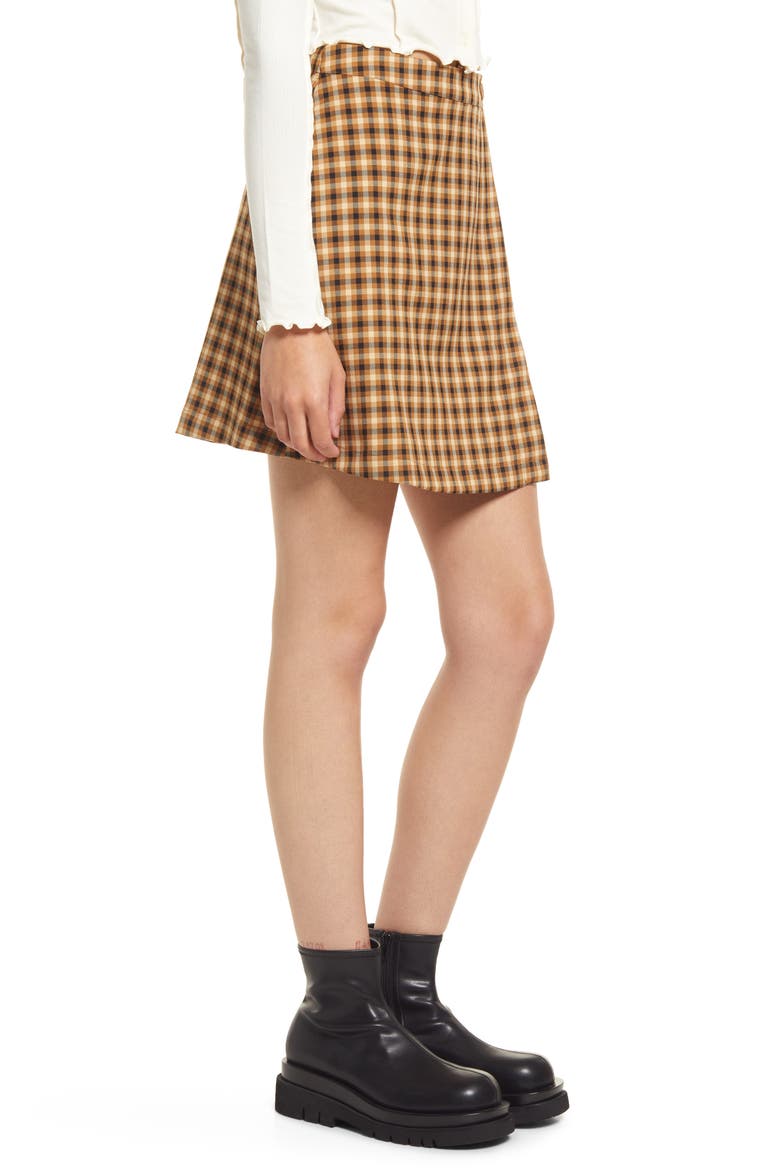 Button Front Miniskirt, Alternate, color, TAN- BLACK JORJA TEXT PLAID