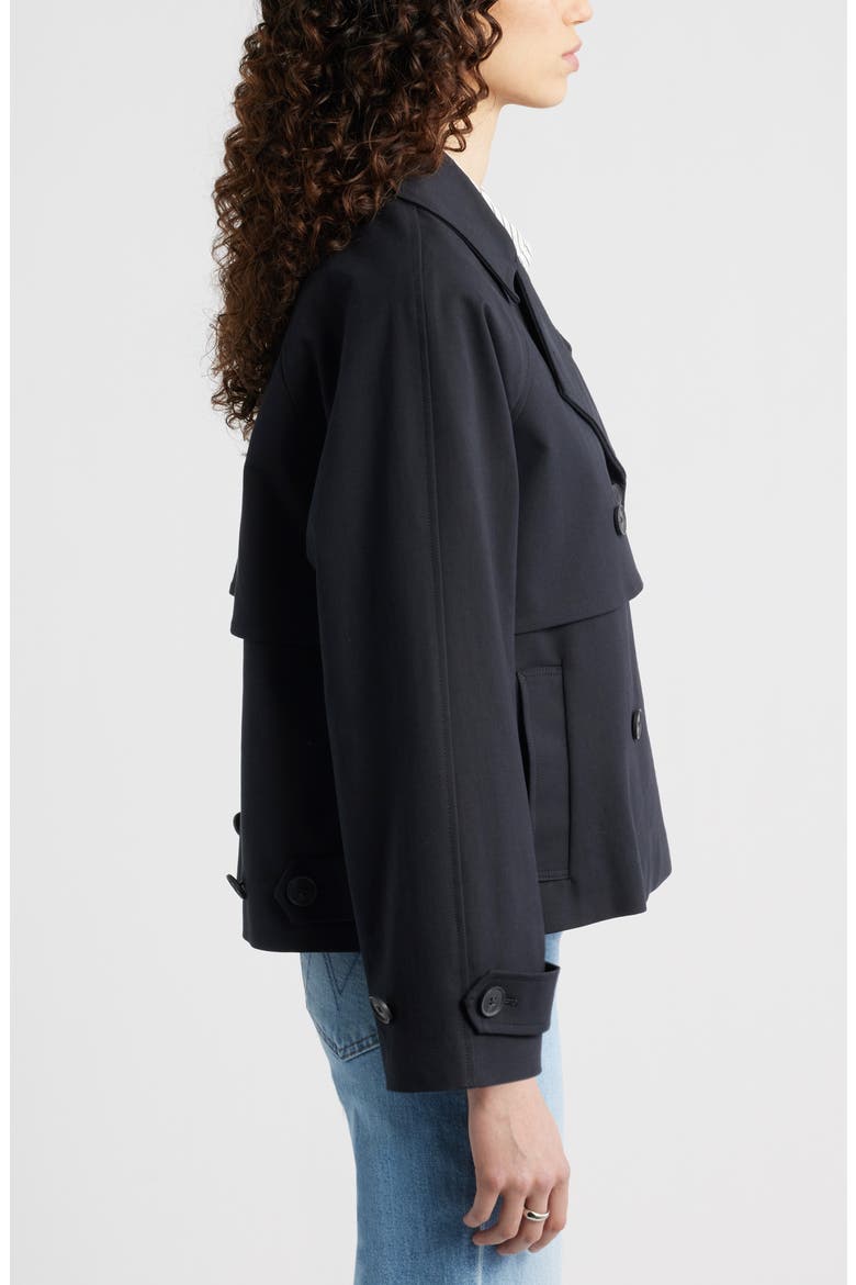 Stretch Cotton Trench Coat, Alternate, color, BLACK