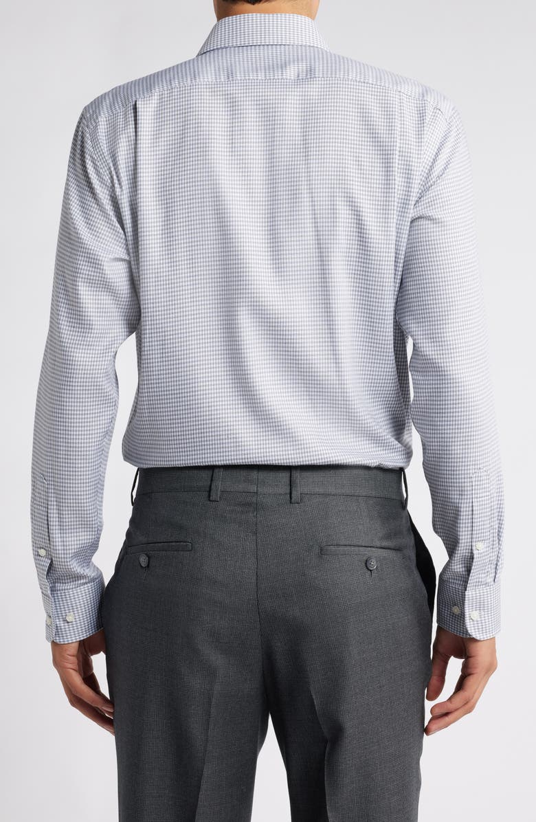 Nordstrom Trim Fit Microcheck Cotton Dress Shirt, Alternate, color, Navy Textooth