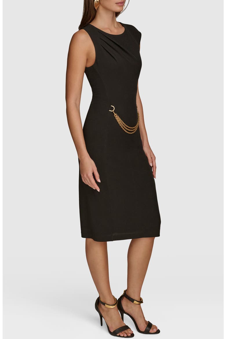 Chain Detail Sleeveless Sheath Dress, Alternate, color, BLACK