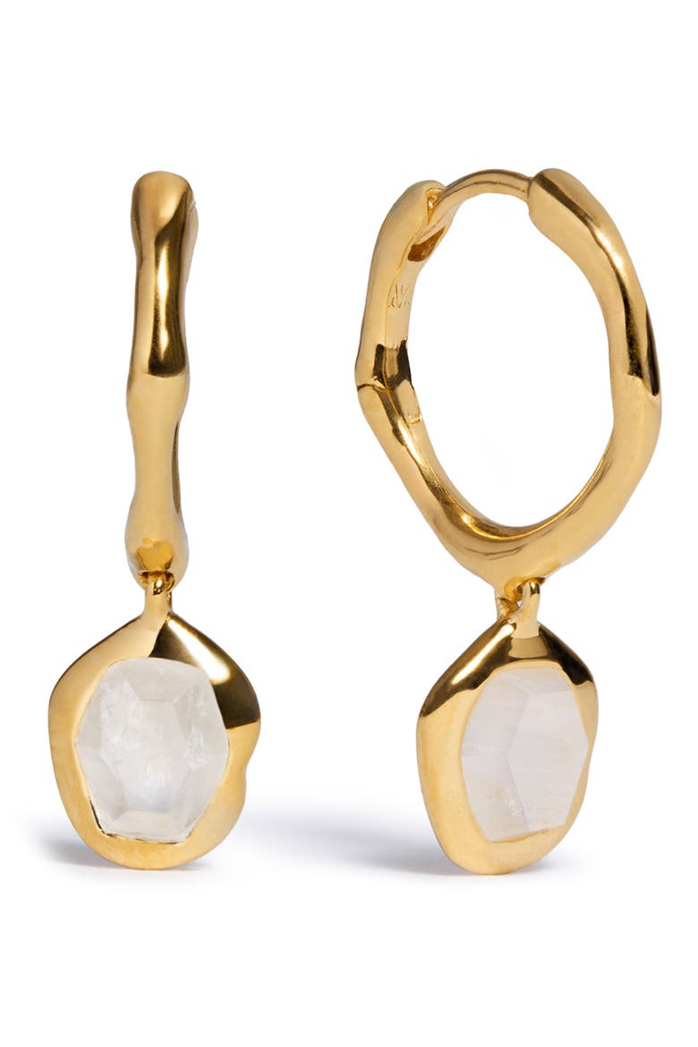 Odyssey Gemstone Huggie Earrings, Main, color, 18K GOLD VERMEIL / MOONSTONE