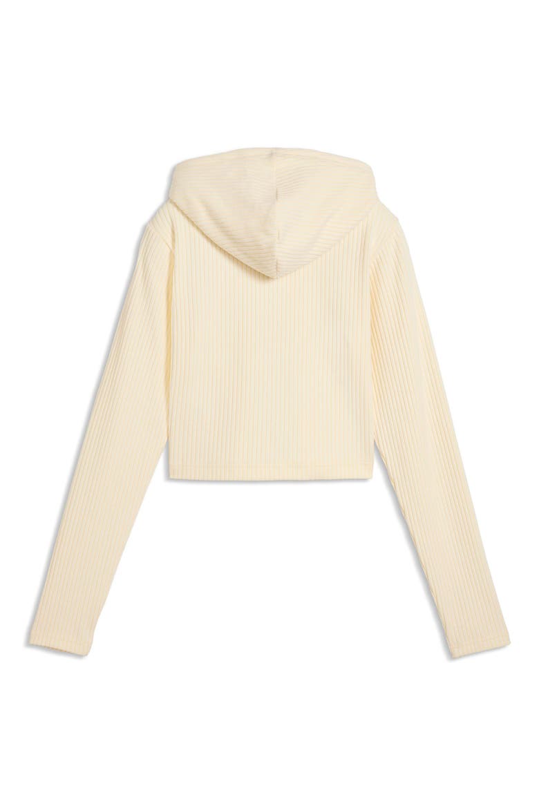 Crop Rib Hoodie, Alternate, color, BUTTERCREAM HEATHER