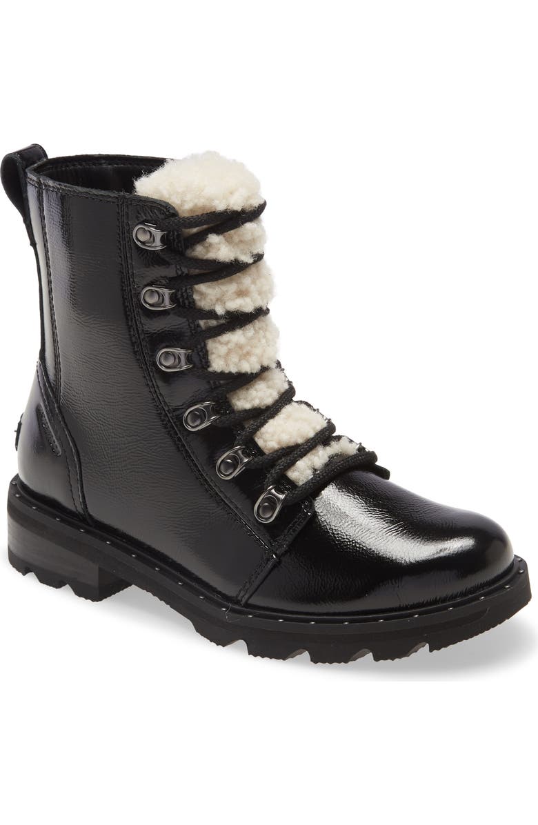 SOREL Lennox Lace-Up Boot with Genuine Shearling Trim, Main, color,