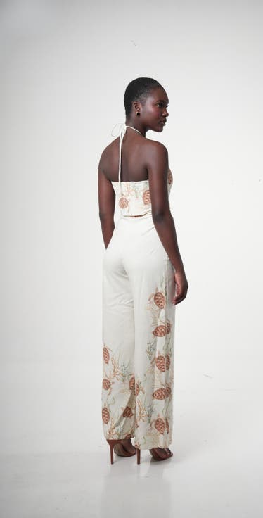 Costamar Linen-blend Halter Wide-leg Jumpsuit