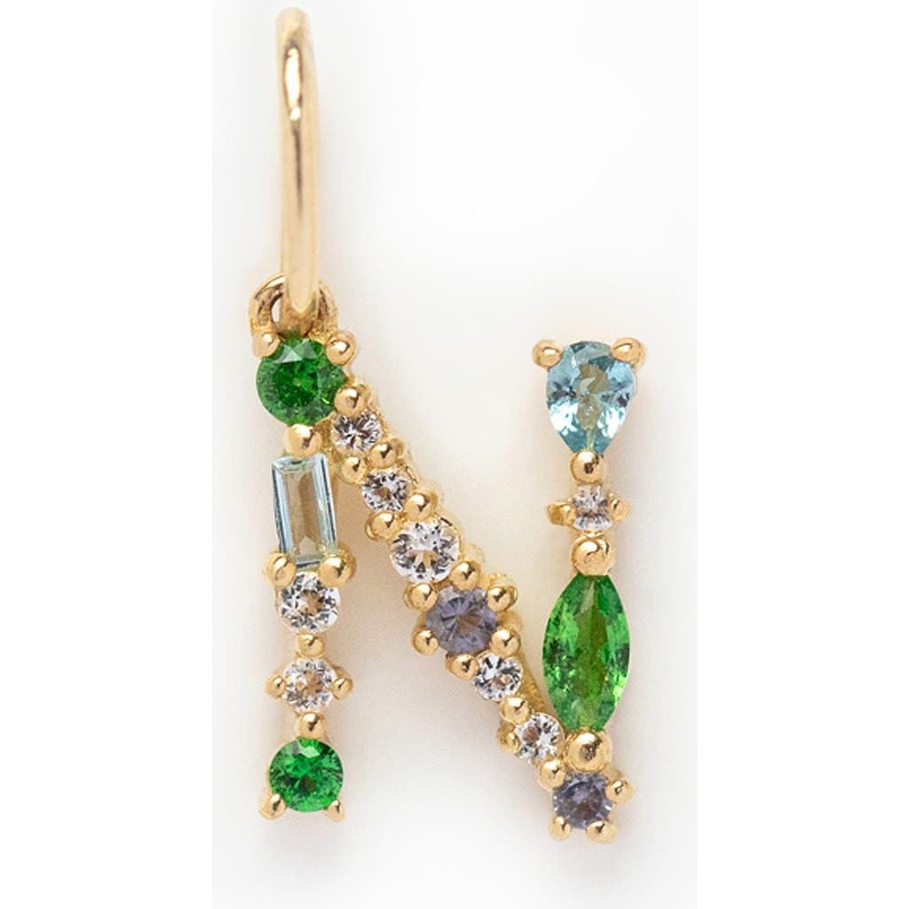Local Eclectic Semiprecious Stone Initial Charm In Gold