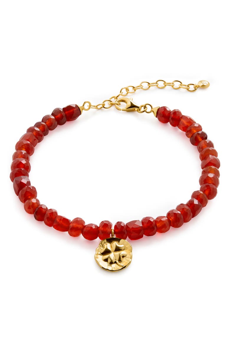 Monica Vinader Lucky Beaded Bracelet, Main, color, Gold Vermeil