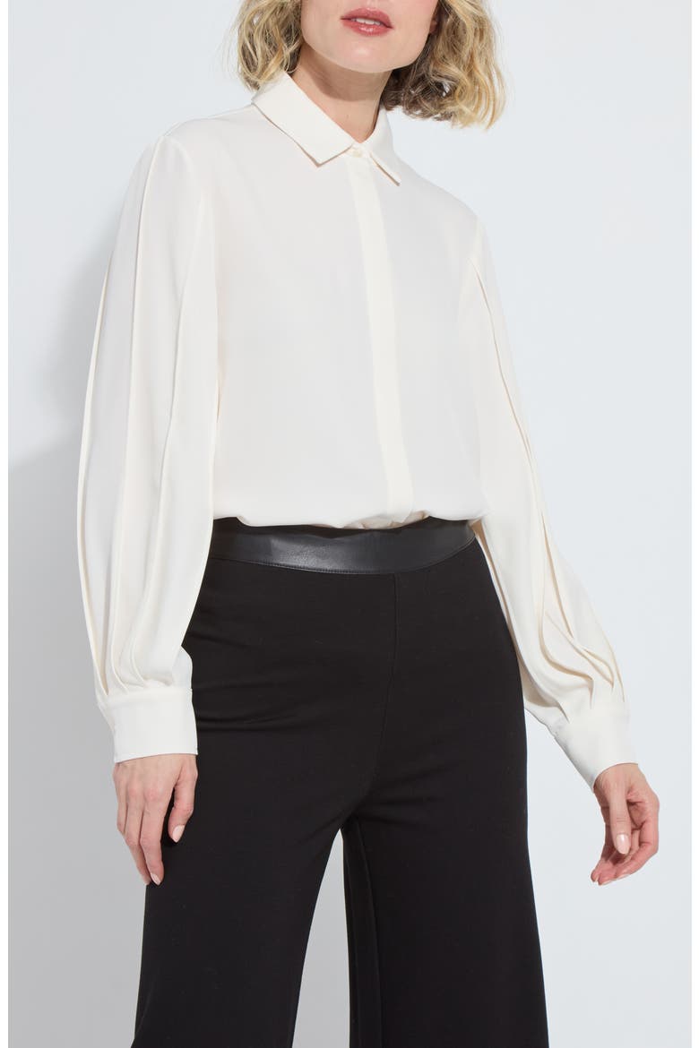 Ivette Pleated Balloon Sleeve Button-Up Shirt, Main, color, NATURAL PEARL